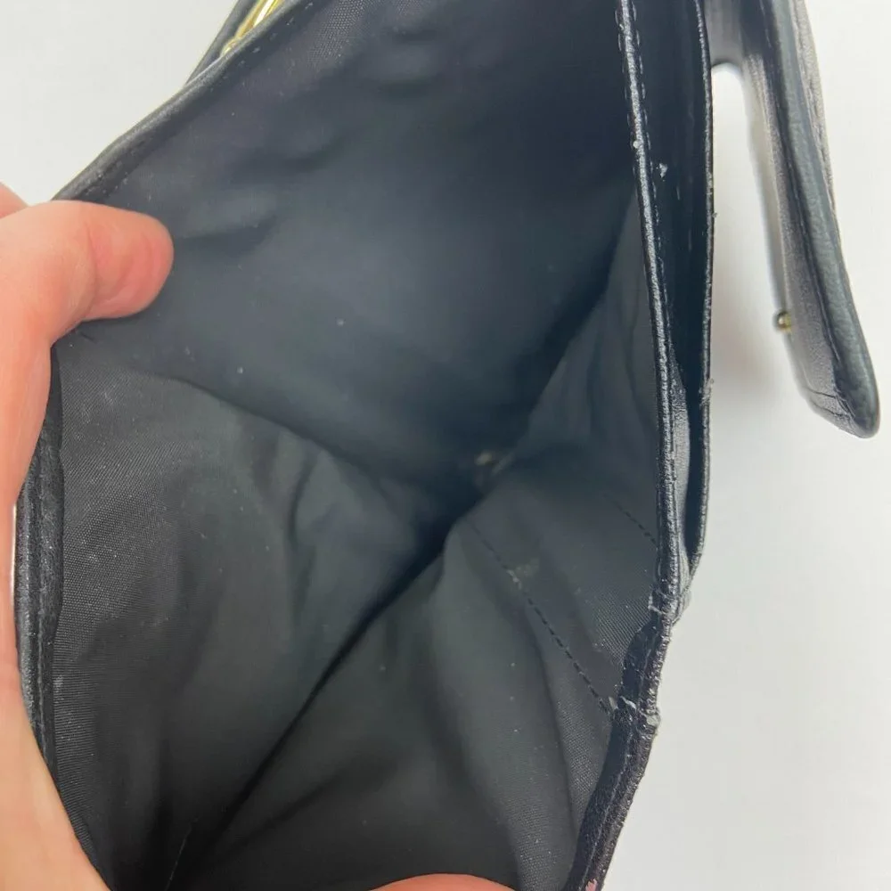 Vintage Black Leather Wallet Coin Cards